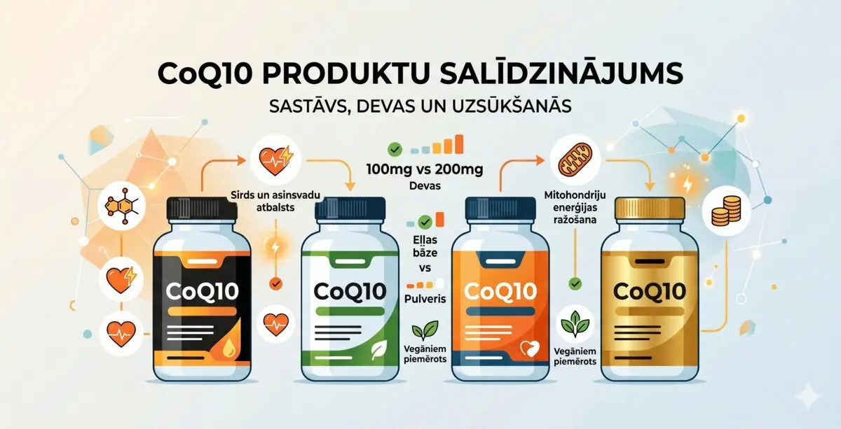 Kādu koenzīmu Q10 pirkt? 4 produktu salīdzinājums