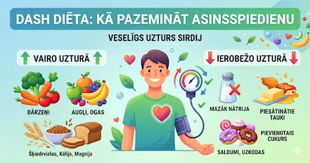 DASH diēta: Kā pazemināt asinsspiedienu ar uzturu